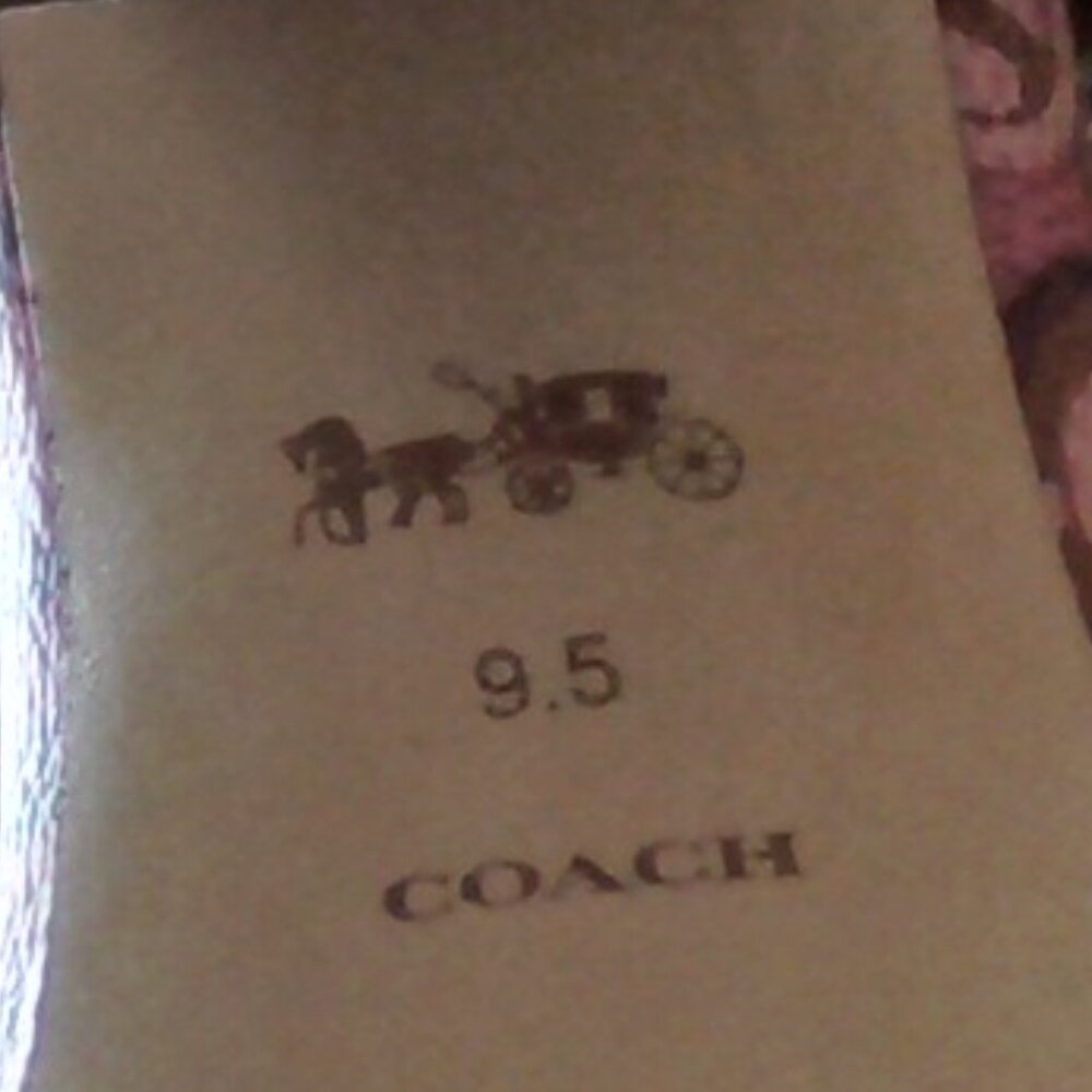 Brand New Women's Pink Coach Logo-Printed Block Heel Sandals - Picture 6 of 10